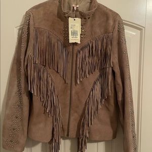 Reba suede studded fringe jacket